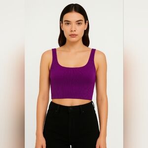 Crop Top BABATON aritzia Purple Ribbed Tank Top